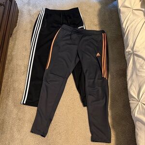 Women’s Adidas Black Stripe and Grey Orange Stripe Sweatpants- Sizes Sm and Med